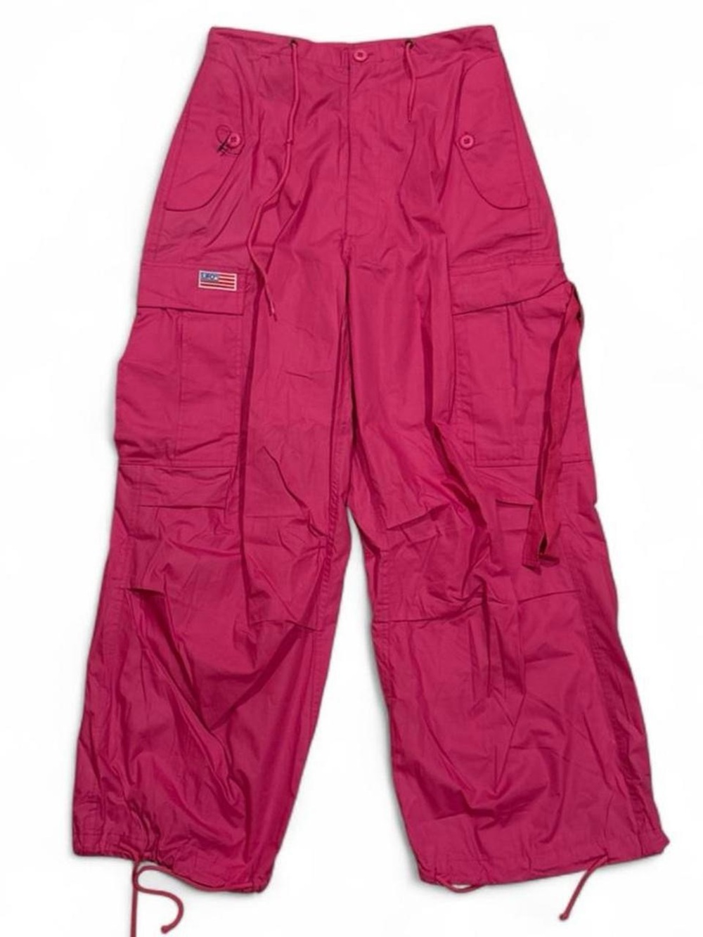 NEW deadstock vintage Y2K UFO cargo parachute pants in pink